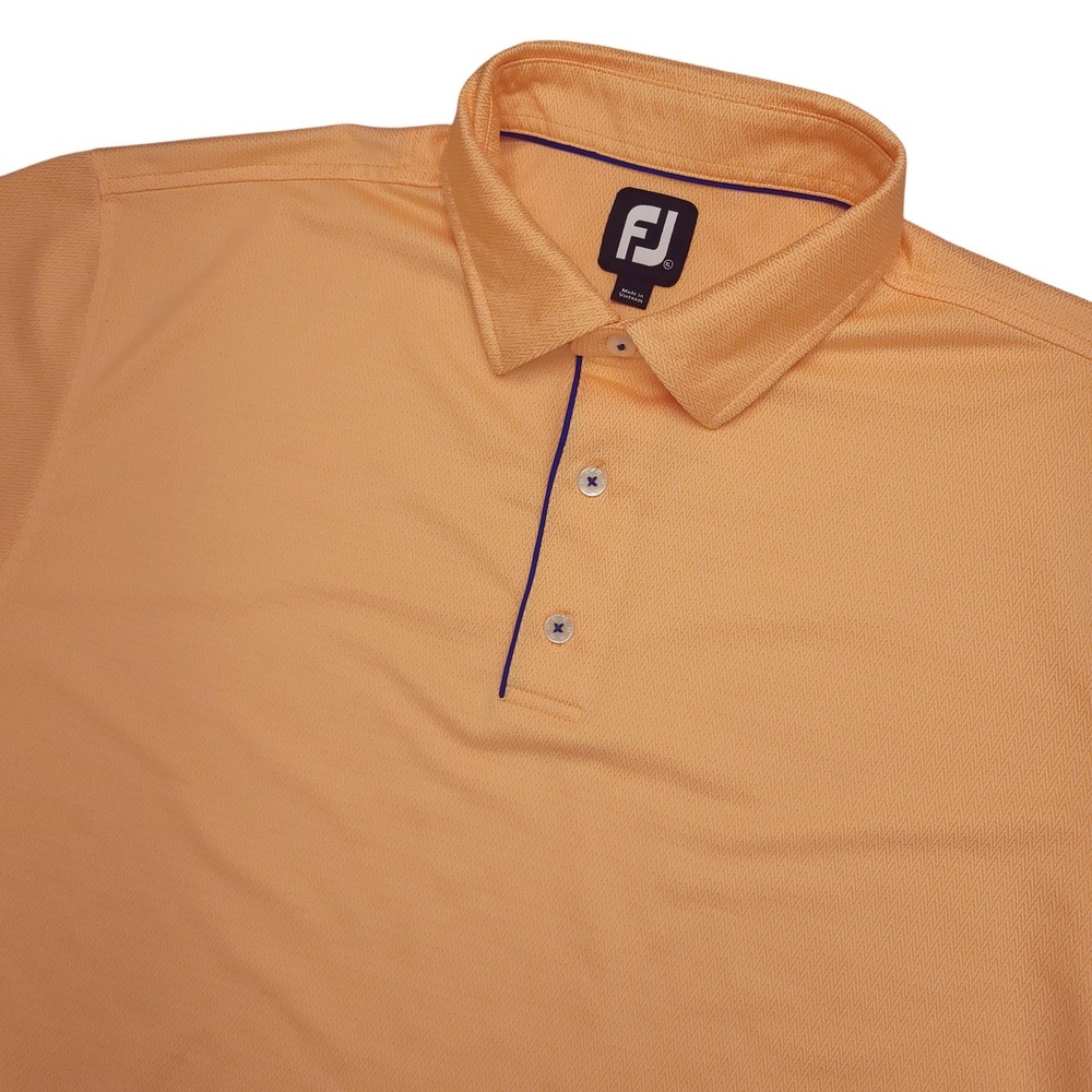 FootJoy Polo Shirt Mens XL Orange Chevron CSC‎ Golf Jersey Performance Stretch